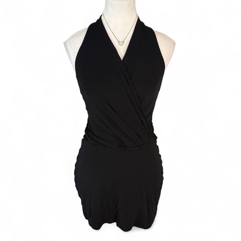 Y2K Bebe Black Halter Mini Dress sexy going out dress super flattering Small